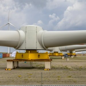 Photo of wind turbine rotor for the wind turbine manufacturing business